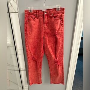 Celebrity Pink Red Distressed Ankle Jeans